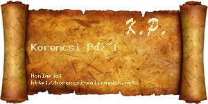 Korencsi Pál névjegykártya